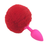 Multi Size Stainless Silicone Red Bunny Tail Plug