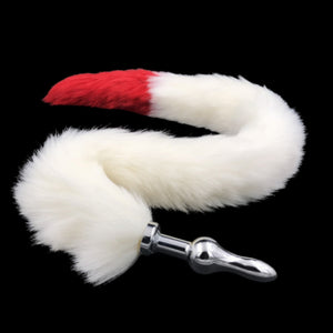 33" WHITE TAIL SILICONE PLUG Tail Butt Plug