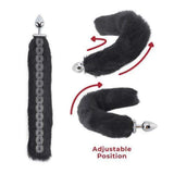 Adjustable Fox Tail Metal Plug, Black 18"