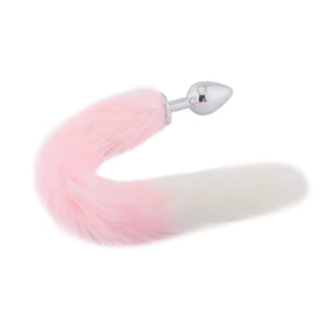 Fox Tail Plug, Pink with White 18"