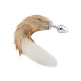 Fox Tail Metal Plug, Brown with White 18"