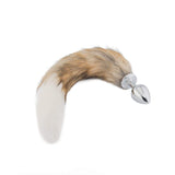 Fox Tail Metal Plug, Brown with White 18"