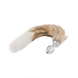 Fox Tail Metal Plug, Brown with White 18"