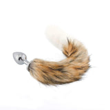 Fox Tail Metal Plug, Brown with White 18"