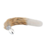 Fox Tail Metal Plug, Brown with White 18"