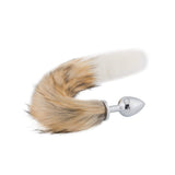 Fox Tail Metal Plug, Brown with White 18"