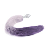 Fox Tail Metal Plug, White With Purple 18"