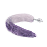 Fox Tail Metal Plug, White With Purple 18"