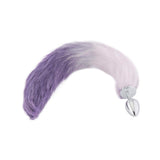 Fox Tail Metal Plug, White With Purple 18"