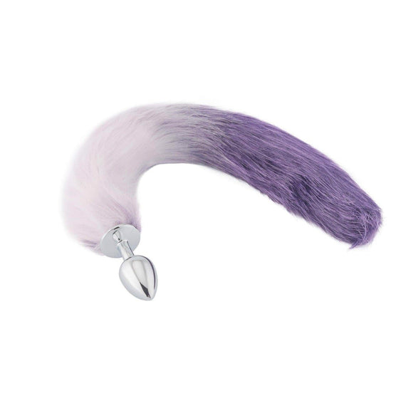 Fox Tail Metal Plug, White With Purple 18