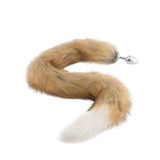 Fox Tail Stainless Steel Plug, Brown with White 32"