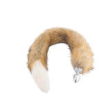 Fox Tail Stainless Steel Plug, Brown with White 32"