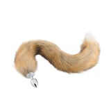 Fox Tail Stainless Steel Plug, Brown with White 32"