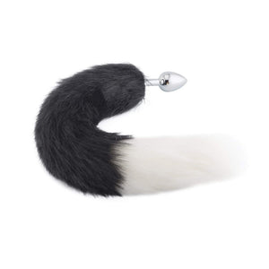 Fox Tail Metal Plug, Black With White 18"