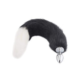 Fox Tail Metal Plug, Black With White 18"