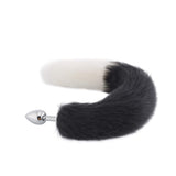 Fox Tail Metal Plug, Black With White 18"