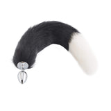 Fox Tail Metal Plug, Black With White 18"