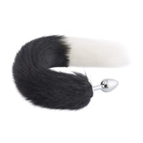 Fox Tail Metal Plug, Black With White 18"