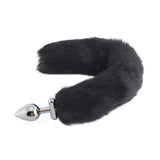 Adjustable Fox Tail Metal Plug, Black 18"