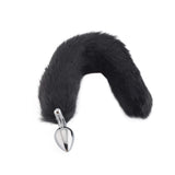 Adjustable Fox Tail Metal Plug, Black 18"