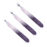 Fox Tail Metal Plug, White With Purple 18"