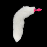 WHITE FOX/CAT VIBRATING SILICONE TAIL Tail Butt Plug