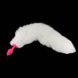 WHITE FOX/CAT VIBRATING SILICONE TAIL Tail Butt Plug