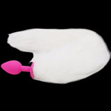 WHITE FOX/CAT VIBRATING SILICONE TAIL Tail Butt Plug